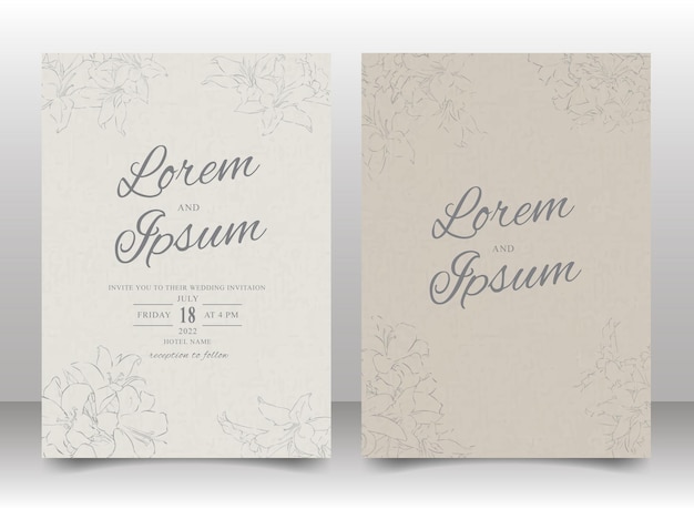 Tarjeta de invitación de boda floral dibujado a mano hermosa