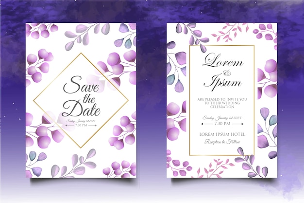 Vector tarjeta de invitación de boda floral de dibujo a mano