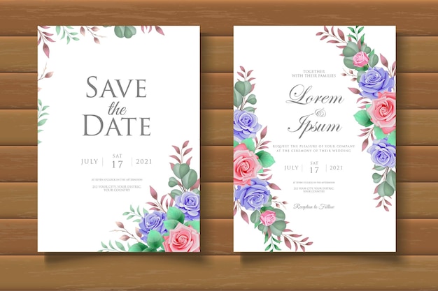 Tarjeta de invitación de boda floral elegante