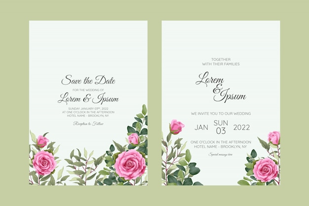 Tarjeta de invitación de boda floral hermosa