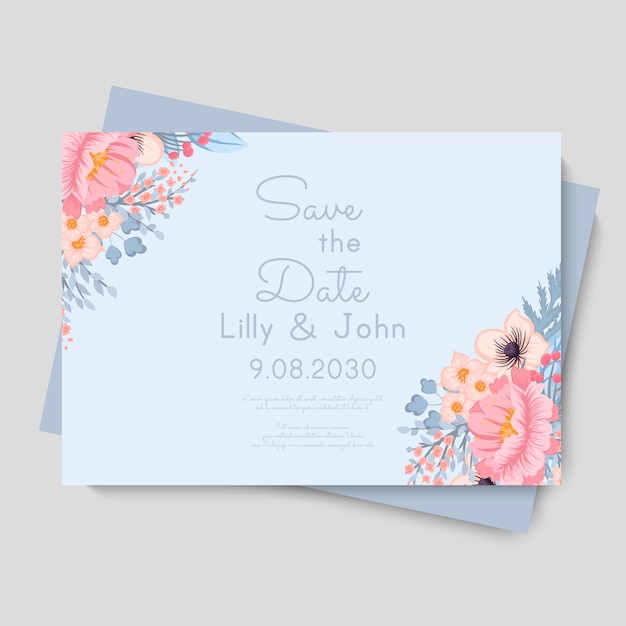 Tarjeta de invitación de la boda floral