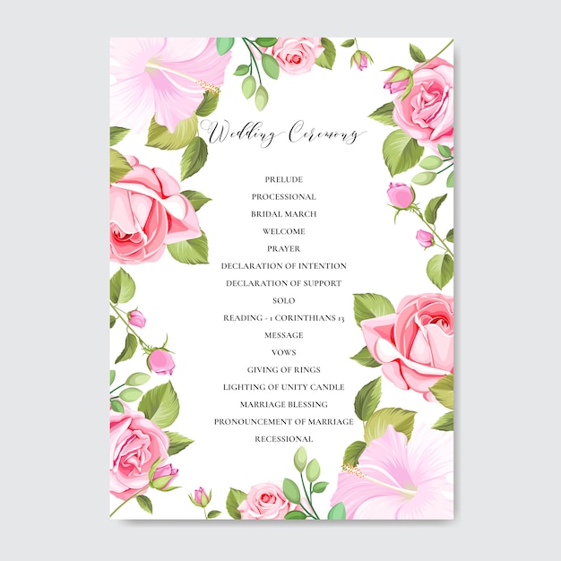 Tarjeta de invitación de boda con flores coloridas y hojas