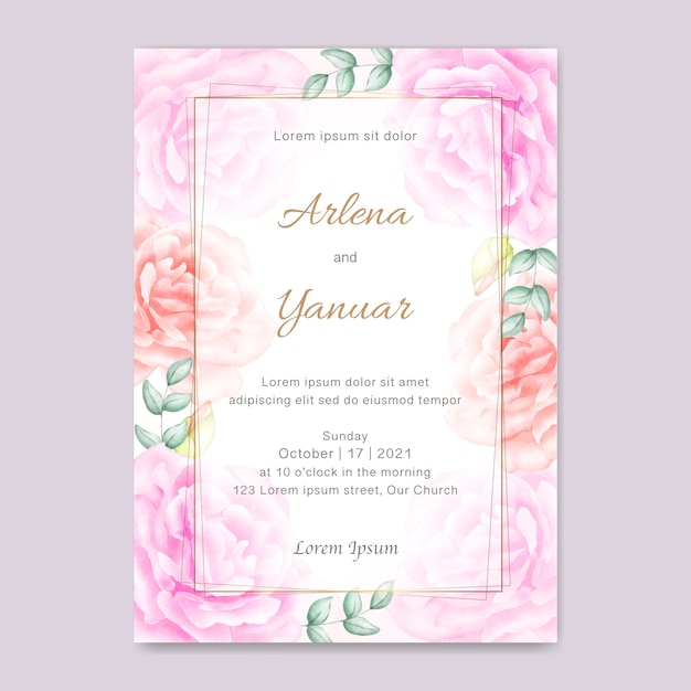 Tarjeta de invitación de boda con flores