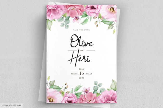 Tarjeta de invitación de boda con flores