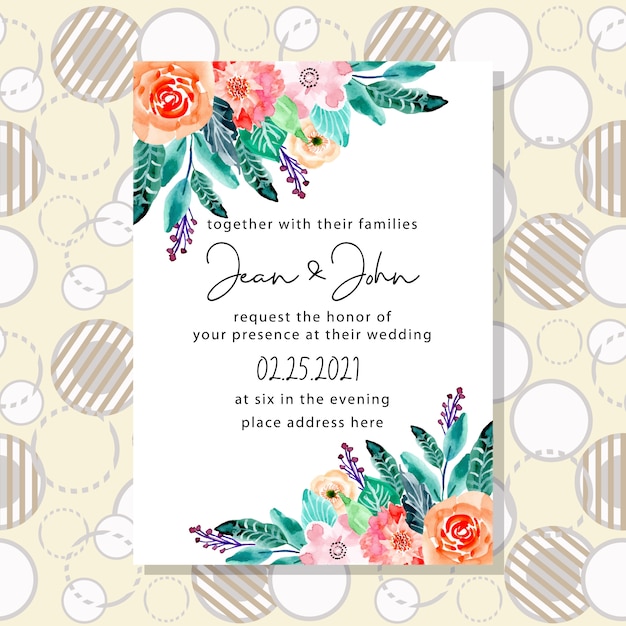 Vector tarjeta de invitación de boda con fondo de círculo