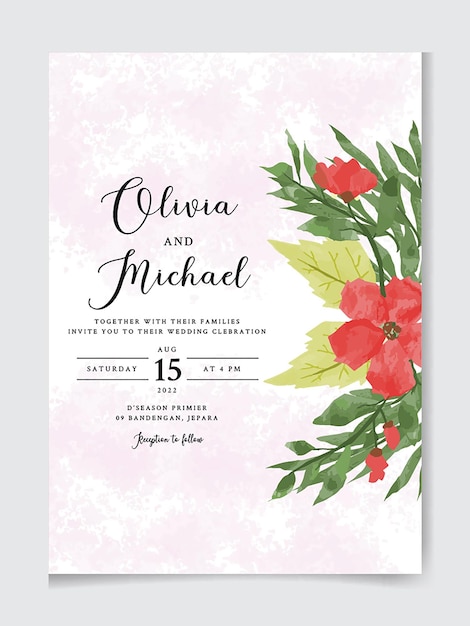 Tarjeta de invitación de boda hermosa floral