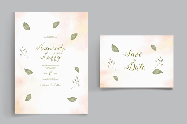 Tarjeta de invitación de boda hermosa guirnalda floral acuarela