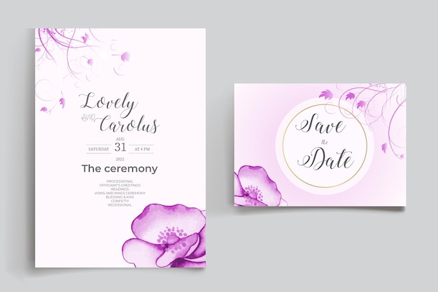 Tarjeta de invitación de boda hermosa guirnalda floral acuarela