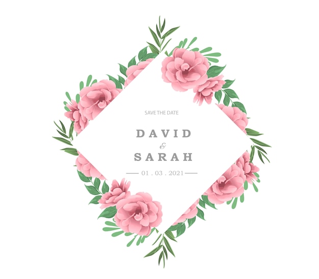 tarjeta de invitación de boda con hermosas flores