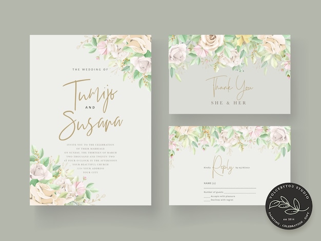 tarjeta de invitación de boda con hermosas rosas