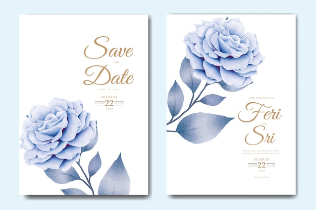tarjeta de invitación de boda con hojas de acuarela