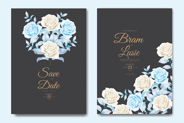 tarjeta de invitación de boda con hojas florales acuarela