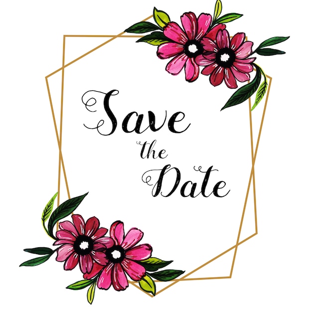 Tarjeta de invitación de boda de marco floral acuarela