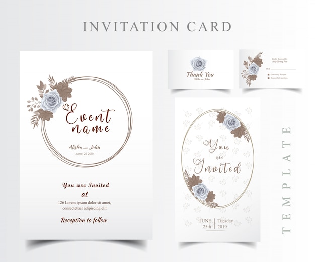 Vector tarjeta de invitación de boda moderna floral