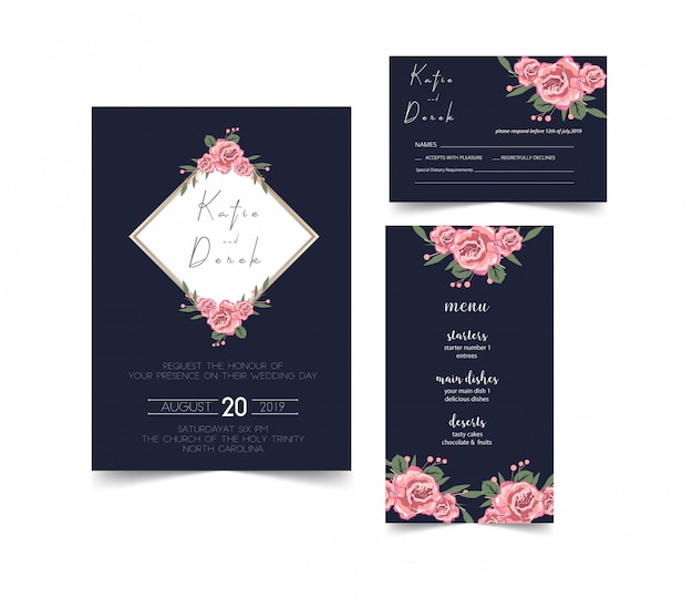 Vector tarjeta de invitación de boda moderna