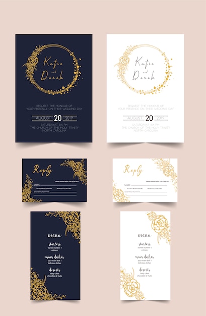 Vector tarjeta de invitación de boda moderna