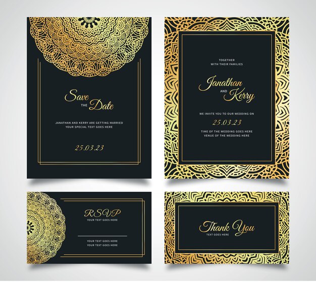 Tarjeta de invitación de boda con plantilla de fondo abstracto floral