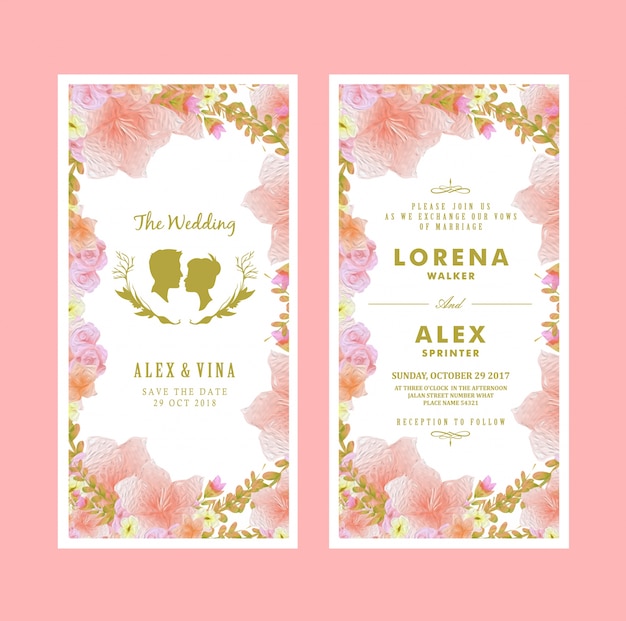 Vector tarjeta de invitación de boda con silueta