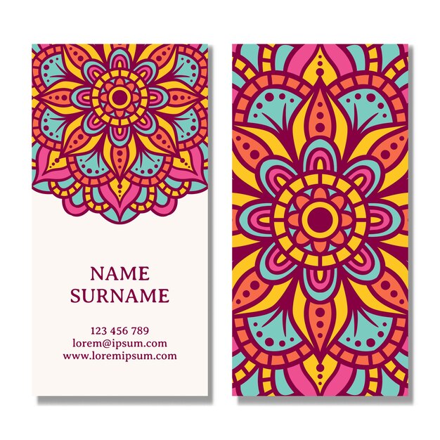 Tarjeta de invitación de boda vintage con diseño de mandala. Plantilla de invitación de boda mandala