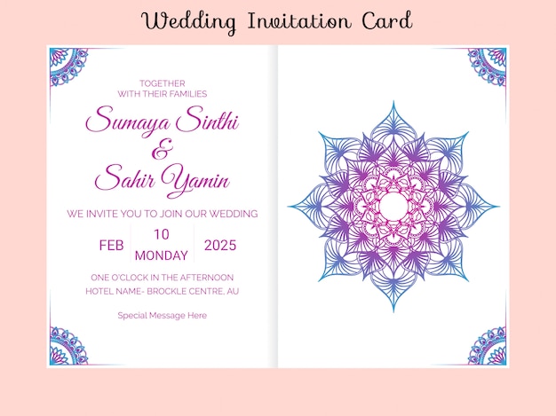 Tarjeta de invitación de boda