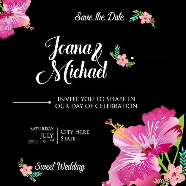 Tarjeta de invitación de boda