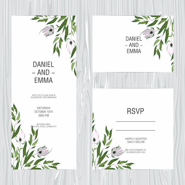 Tarjeta de invitación de boda