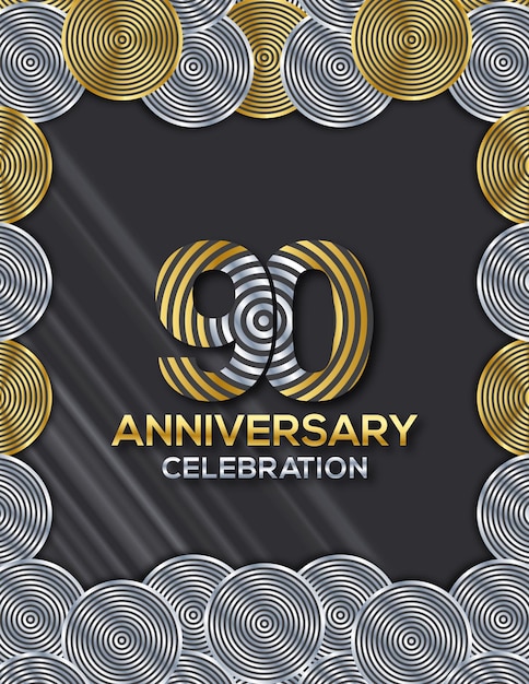 Tarjeta de invitación Celebración de los 90 años de diseño de círculos de lujo