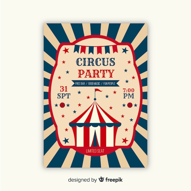 Vector tarjeta de invitación de circo vintage