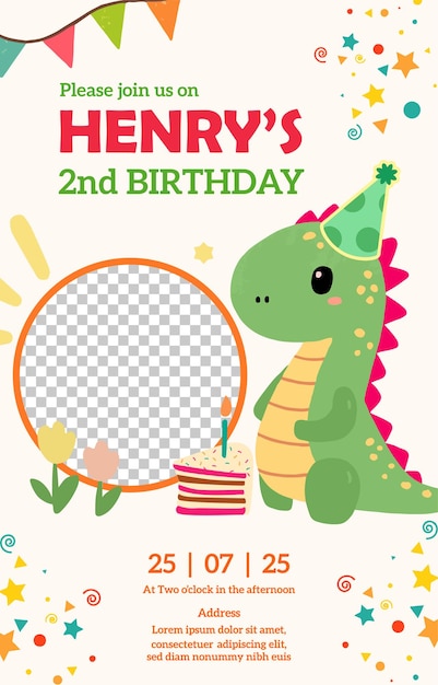 Tarjeta de invitación de cumpleaños Ilustración para medios digitales