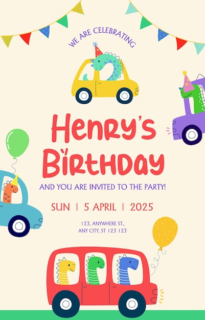 Tarjeta de invitación de cumpleaños Ilustración para medios digitales