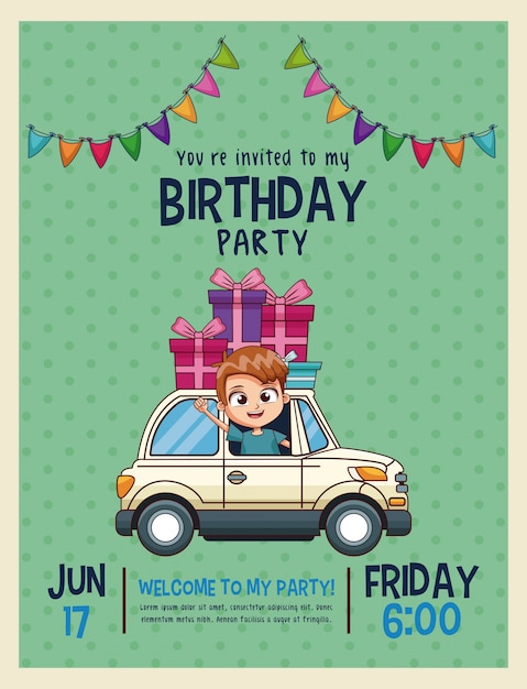 Tarjeta de invitación de cumpleaños para niños