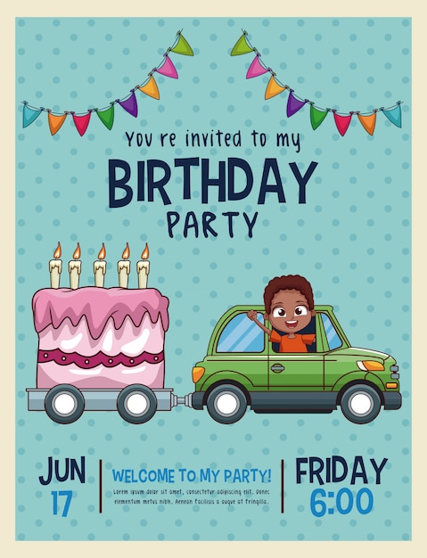 Tarjeta de invitación de cumpleaños para niños