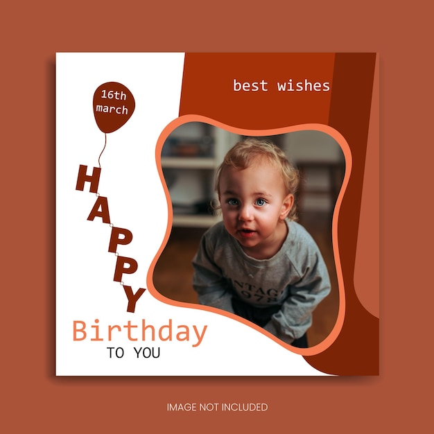 tarjeta de invitación cumpleaños social media post plantilla tarjeta de felicitación vector