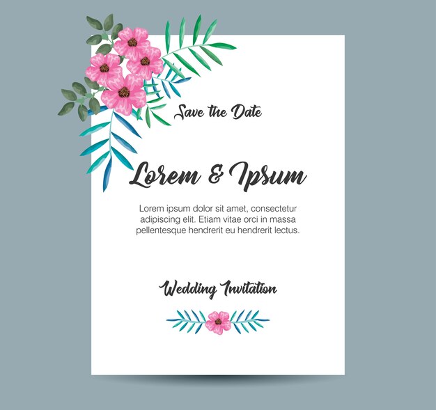 Tarjeta de invitación con decoración de flores