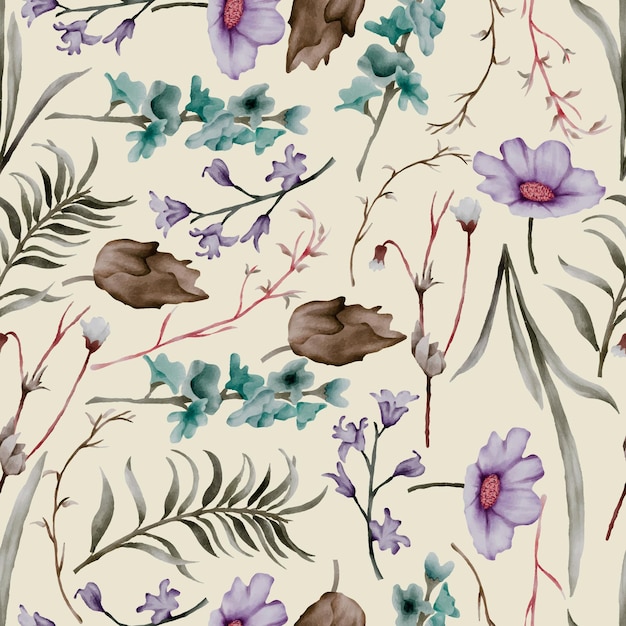 tarjeta de invitación con diseño de flores de hierba de acuarela