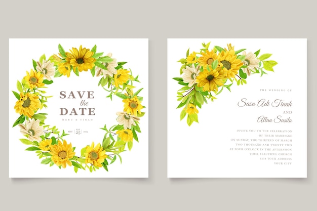 tarjeta de invitación con diseño de girasol