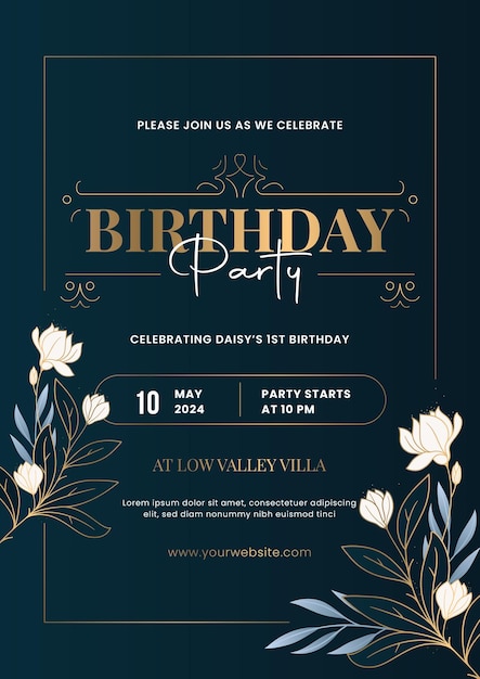 Tarjeta de invitación Diseño de plantilla de cumpleaños en vector