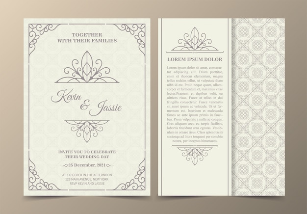 Tarjeta de invitación de diseño de vector de estilo vintage