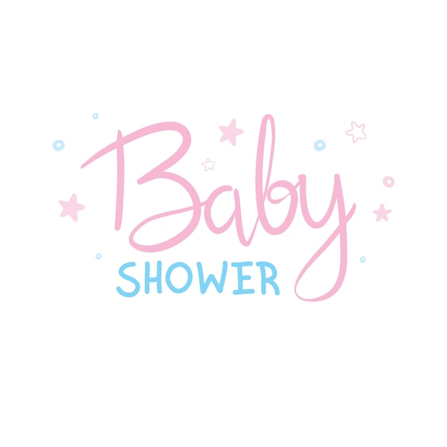 Tarjeta de invitación para una ducha de bebé Letras caligráficas sobre un fondo blanco