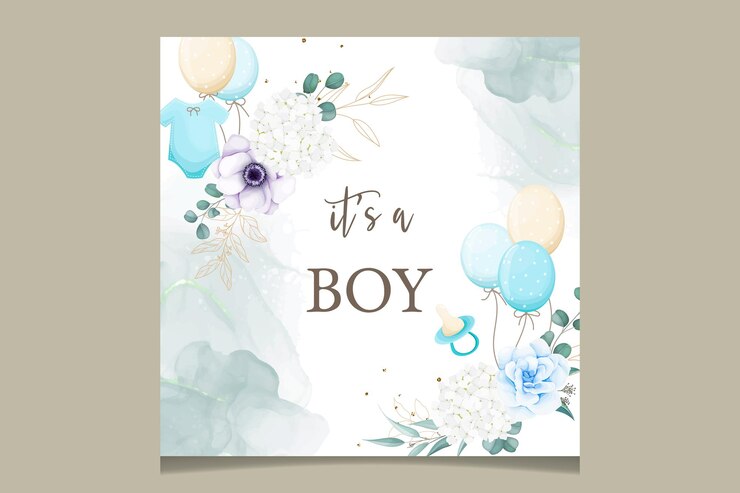 Tarjeta de invitación de ducha de bebé lindo elegante con hermoso floral