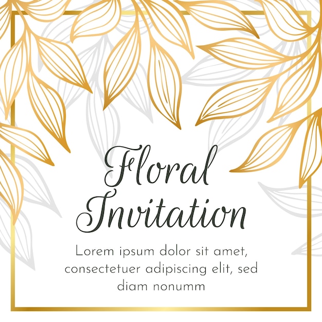 Vector tarjeta de invitación elegante para celebrar bodas, cumpleaños con hojas.