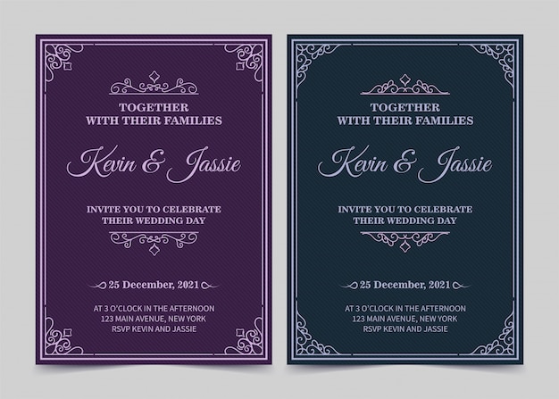 Tarjeta de invitación elegante diseño vectorial estilo vintage