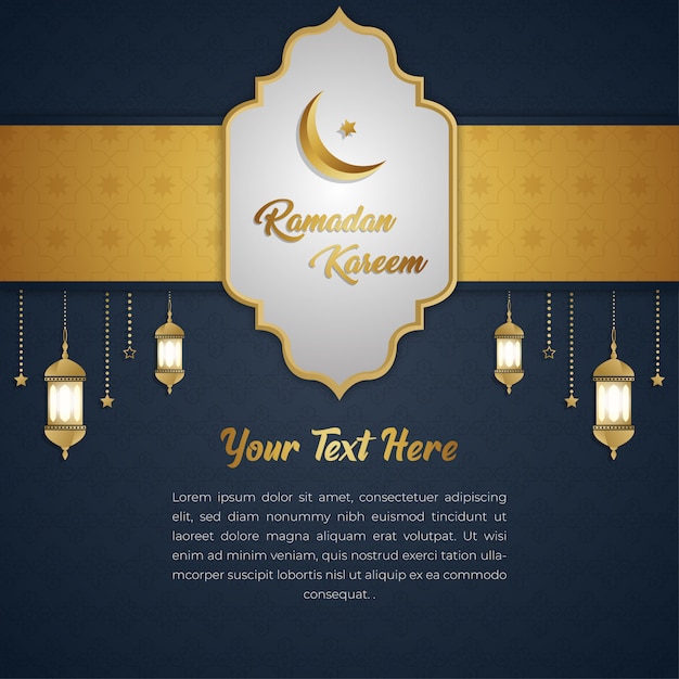 Tarjeta de invitación exclusiva de oro de lujo ramadan kareem