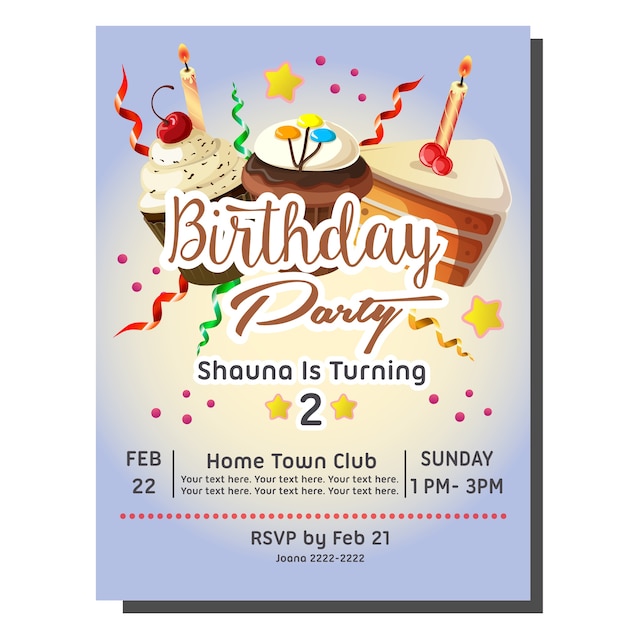 tarjeta de invitación de fiesta de cumpleaños con dulces