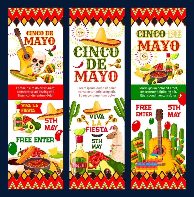 Tarjeta de invitación de fiesta de fiesta mexicana cinco de mayo