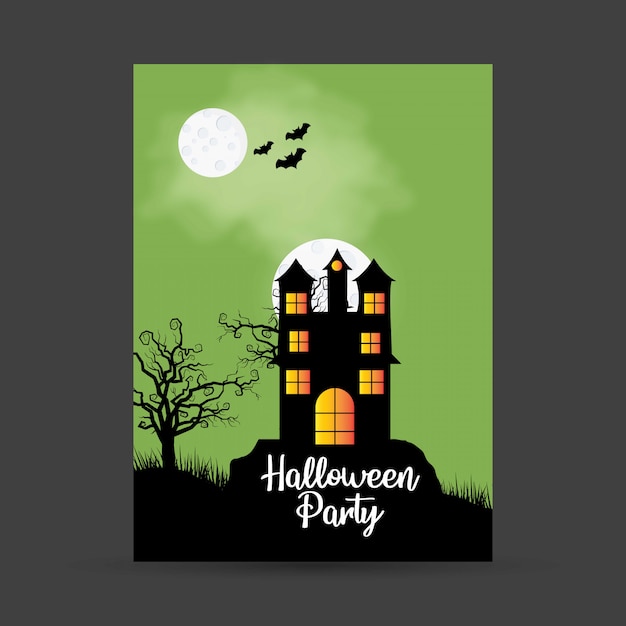 Tarjeta de invitación de fiesta de Halloween con vector de diseño creativo