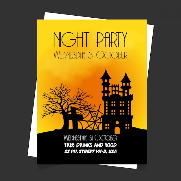 Tarjeta de invitación de fiesta de halloween con vector de diseño creativo