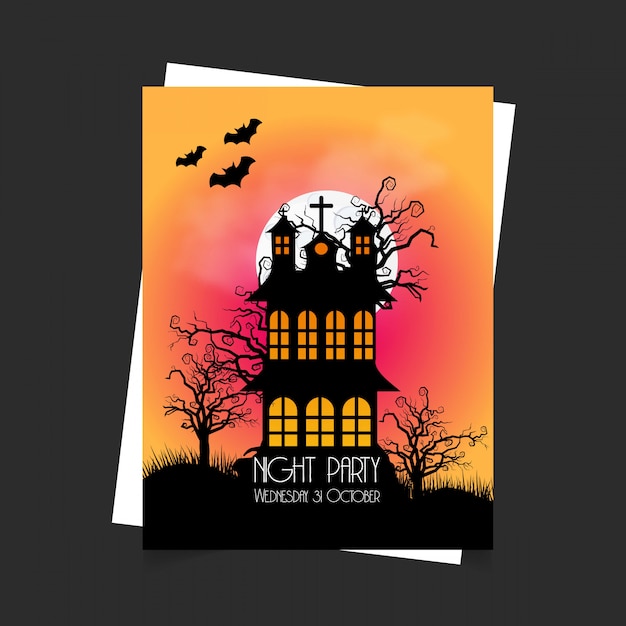 Tarjeta de invitación de fiesta de halloween con vector de diseño creativo