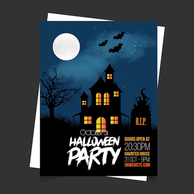 Tarjeta de invitación de fiesta de Halloween con vector de diseño creativo