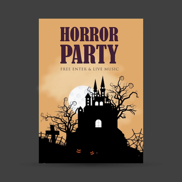 Tarjeta de invitación de fiesta de halloween con vector de fondo oscuro